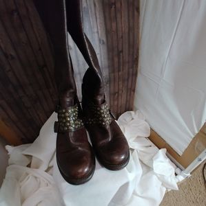 Studded Brown Leather Boots